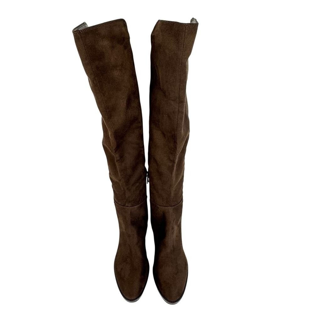 Calvin Klein Dark Brown Faux Suede Over Knee Stretch Boots Womens 8M - Picture 4 of 16